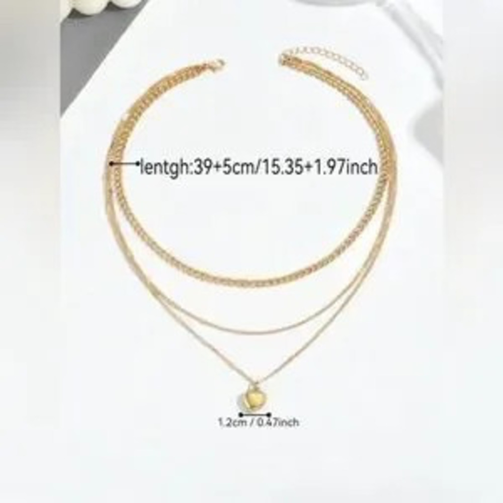 Gold Heart Pendant Layered Necklace (1pc) - Picture 3 of 3